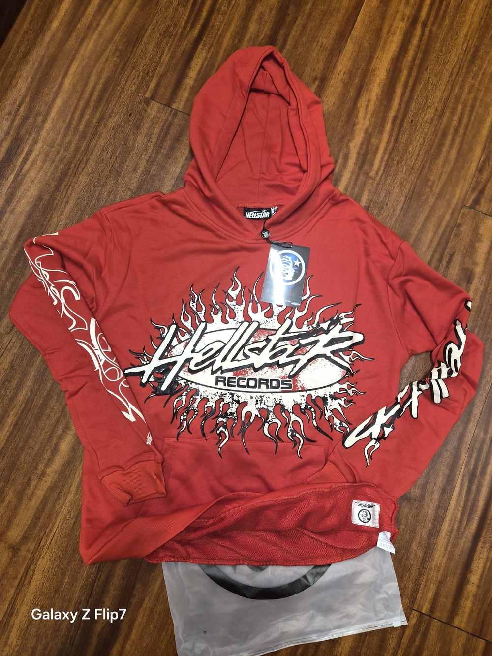 Hellstar Records Men's Red Graphic Windbreaker Hoodie